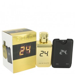 24 Gold The Fragrance by ScentStory Eau De Toilette Spray + 0.8 oz / 100 ml Mini EDT Pocket Spray 3.4 oz / 100 ml for Men