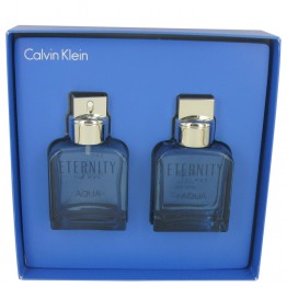 Eternity Aqua by Calvin Klein 2pcs Gift Set - 3.4 oz Eau De Toilette Spray + 3.4 oz After Shave for Men