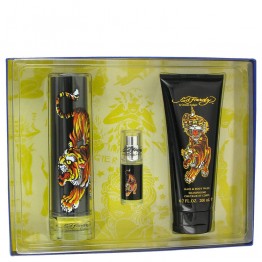 Ed Hardy by Christian Audigier 3pcs Gift Set - 3.4 oz Eau De Toilette Spray + 6.7 oz Shower Gel + .25 oz Mini EDT Spray for Men