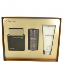Euphoria Intense by Calvin Klein 3pcs Gift Set - 3.3 oz Eau De Toilette Spray + 2.6 oz Alcohol Free Deodorant Stick + 3.4 oz After Shave Balm for Men