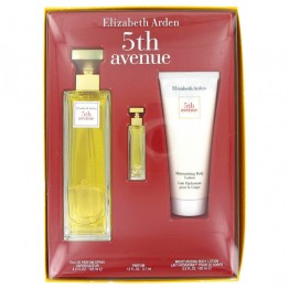 5TH AVENUE by Elizabeth Arden 3pcs Gift Set - 4.2 oz Eau De Parfum Spray + .12 oz Mini + 3.3 oz Body Lotion for Women