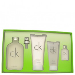 CK ONE by Calvin Klein 4pcs Gift Set - 6.6 oz Eau De Toilette Spray (Unisex) + 6.7 oz Body Mositurizer + 3.4 oz Body Wash + .5 oz Mini for Men