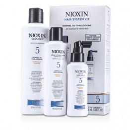 Nioxin System 5 Kit For Medium to Coarse & Normal to Thin-Looking Hair: Cleanser 300ml + Scalp Therapy 150ml + Scalp Treatment 100ml 3pcs