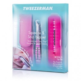 Tweezerman Squeeze & Snip Nipper With Zip File - Pink Stripes 2pcs+1case