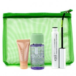 Clinique Lengthen & Define: 1x High Lengths Mascara, 1x All About Eyes Serum, 1x Take The Day Off Makeup Remover, 1x Bag 3pcs+1bag