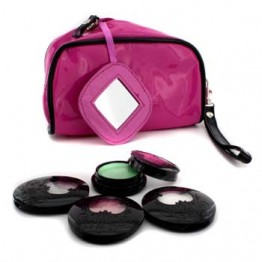 Anna Sui Eye Color Set: 3x Eye Color Accent + 1x Eye Gloss + Pink Cosmetic Bag 4pcs+1bag