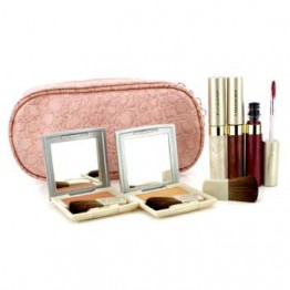 Kanebo Cheek & Lip Makeup Set With Pink Cosmetic Bag (2xCheek Color, 3xMode Gloss, 1xBrush, 1xCosmetic Bag) 6pcs+1bag