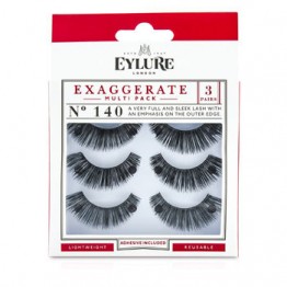 Eylure Exaggerate False Lashes Multipack - 140 Black (Adhesive Included) 3pairs