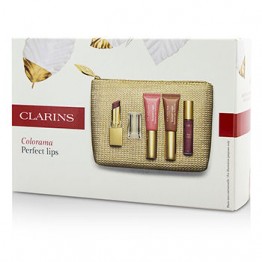 Clarins Colorama Perfect Lips Collection: 1x Rouge Eclat, 2x Lip Perfector, 1x Gloss Prodige, 1x Bag 4pcs+1bag