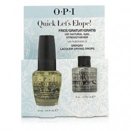 O.P.I Quick Lets Elope Set: 1x Drip Dry Lacquer Drying Drops, 1x Natural Nail Strengthener 2pcs
