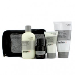 Anthony Logistics For Men The Perfect Shave Kit: Cleanser + Pre-Shave Oil + Shave Cream + After Shave Cream + Bag 4pcs+1bag