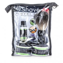 EShave White Tea Travel Kit: Pre Shave Oil + Shave Cream + After Shave Cream + Brush + TSA Bag 4pcs+1bag