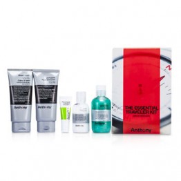 Anthony Logistics For Men The Essential Traveler Kit:  Cleanser + Mositurizer + Lip Blam + Shave Cream + Hair & Body Wash 5pcs